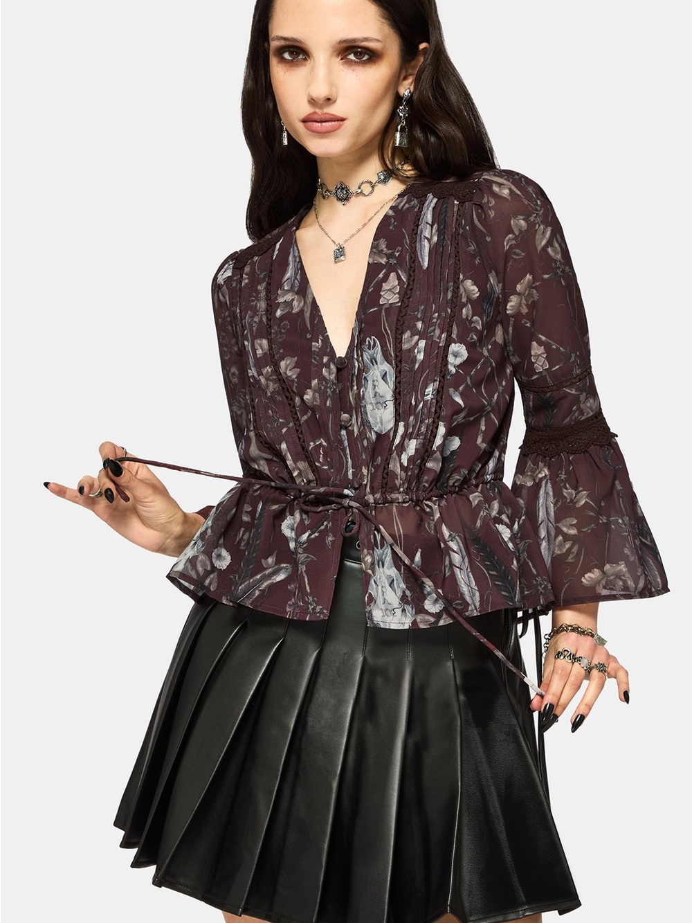 Dusha Garden Print Lace Insert Blouse